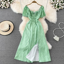 Summer Vintage Dress Blue Floral estidos