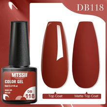 MTSSII color gel with black cap and red nail polish on white background