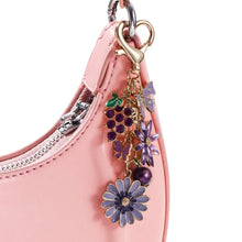 Pretty Purple Flower Grape Butterfly Enamel Keychain Plant Fruit Cute Pendants