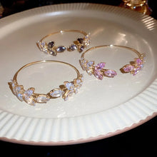 Elegant zircon leaf gold bracelet front view