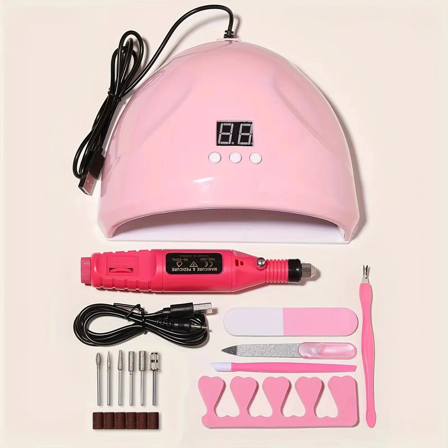 Professional USB Electric Nail Drill Polish File Kit with UV LED Nail Lamp Gel Manicure Dryer Lamp Acrylic Starter Set