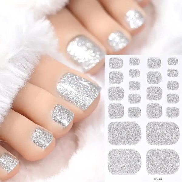 toe nail wraps – glitter self-adhesive full cover nail decals shiny finish