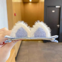 cat ear hair clip – cute plush cartoon stereo girls hair clip