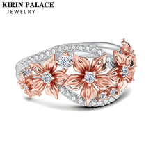 Moissanite wedding flower ring in rose gold