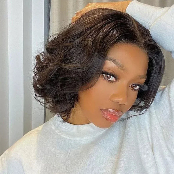 Body wave lace front wig front view showing gorgeous flowing waves