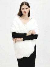 Extra Long Faux Fox Fur Stole - Thickened Plush Cape Shawl for Women, Winter Evening Gown Luxury Wrap