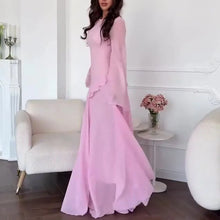 High Neck Solid Ruffles Party Pleated Dresses