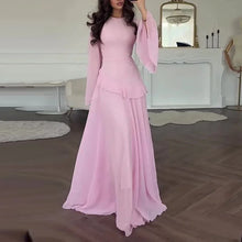 High Neck Solid Ruffles Party Pleated Dresses