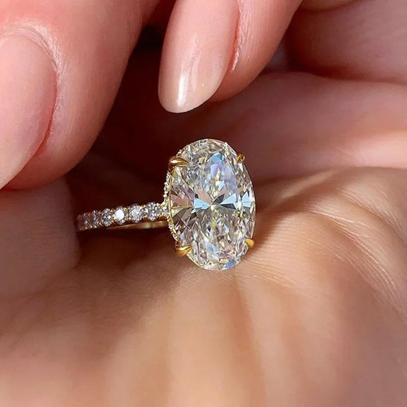 2026 Inlaid Oval Pigeon Egg Cube Zirconia Ring, Fashionable and Personalized Platinum  Engagement High-quality Jewelry