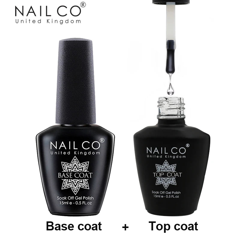 NAILCO 15ml HEMA-free TPO-free Topcoat Basecoat Artistic Design Gel Nail Polish Top Base Coat UV LED Soak Off Gel Nail Polish