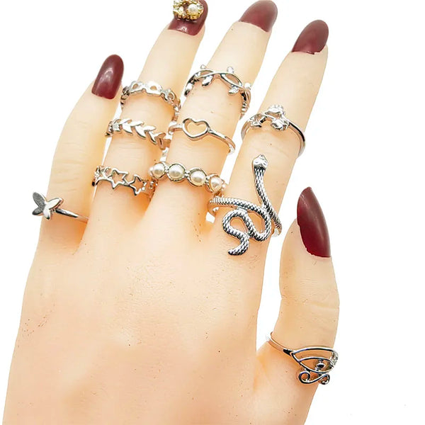 30pcs/Lot Mix Style Pearl Silver Color Finger Rings