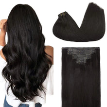 Invisible skin weft clip in remy hair extensions balayage blonde