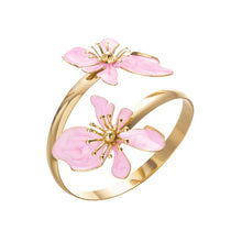 Elegant Enamel Flower Open Cuff Bracelet