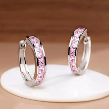 women hoop earrings with CZ – gift packaging side view