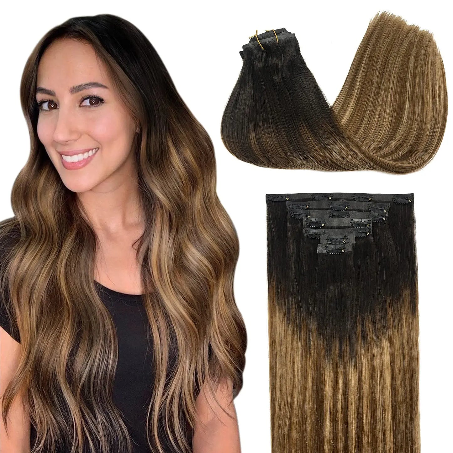 Clip Up Hair Extensions Human Hair Invisible Balayage Ombre Blonde Color Skin Weft Remy Hair Extensions 150G With Clip