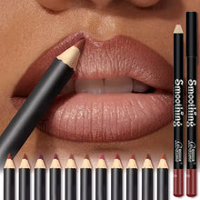 Waterproof matte lip liner shade range showing all 6 versatile colours.