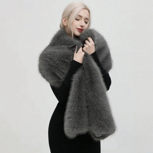Fashion faux fur stole for women in a solid colour