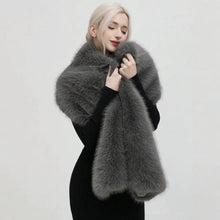 Extra Long Faux Fox Fur Stole - Thickened Plush Cape Shawl for Women, Winter Evening Gown Luxury Wrap