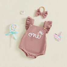 Baby Birthday Romper - Ruffle Sleeve Set with Headband