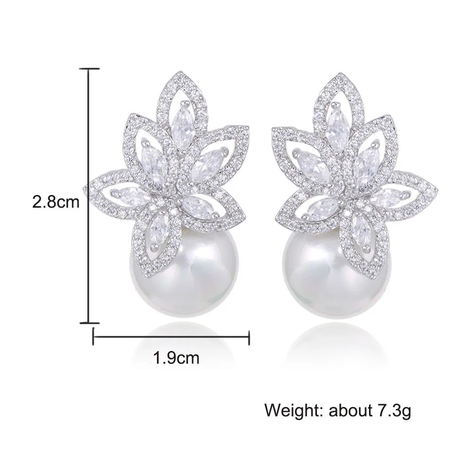 Pearl Flower Stud Earrings