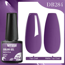MTSSII color gel with a purple top coat and matte top coat on a purple background