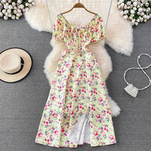 Summer Vintage Dress Blue Floral estidos