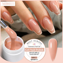 Nail gel polish with a brush and a container, showing a close-up of nails with gel polish application.