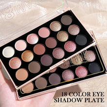 Eyeshadow palette shimmer matte earth tones swatched on skin.