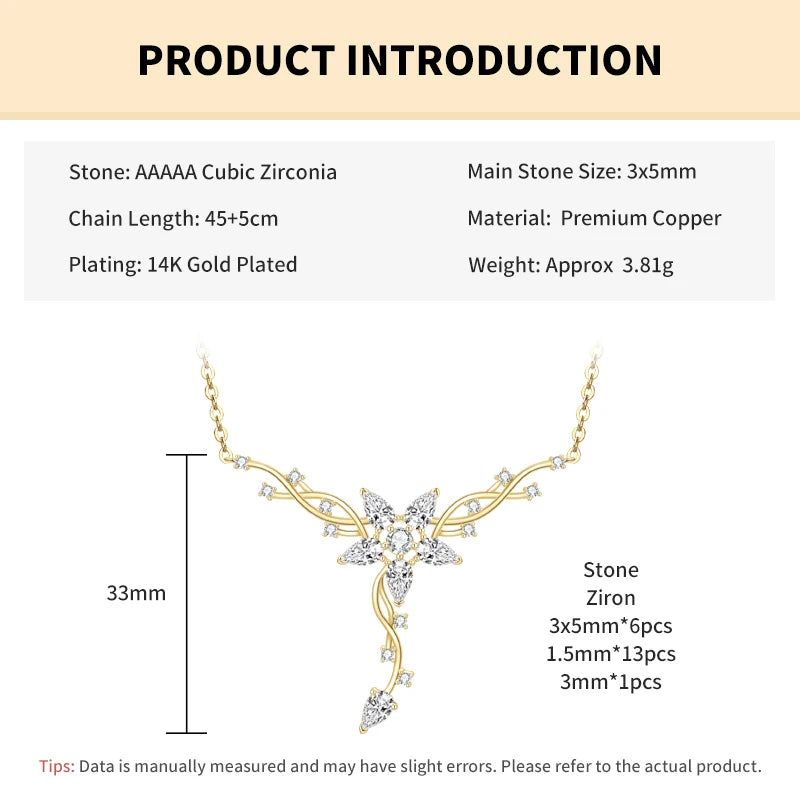 Teardrop Round Cubic Collarbone Charm Chain