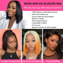 Glueless bob wig human hair suitable for daily wear and travel.