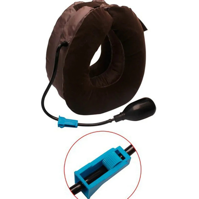 Inflatable Air Compressor Pillow Neck Cervical Traction Collar Support Aching Spinal Pain Relief Travel Car Cover Cushion