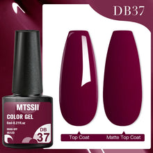 MTSSII Color Gel bottle with two nail samples on a red background