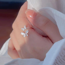 Double Butterfly Adjustable Silver Ring