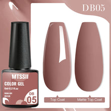 MTSSTII Color Gel bottle with nail samples and 'DB05' text on a pink background