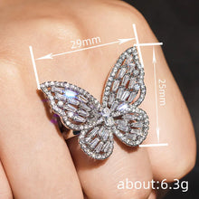 925 Sterling Silver Crystal Butterfly Rings Fashion Jewelry Party Gothic Girl's Exaggerated Accessories for Woman