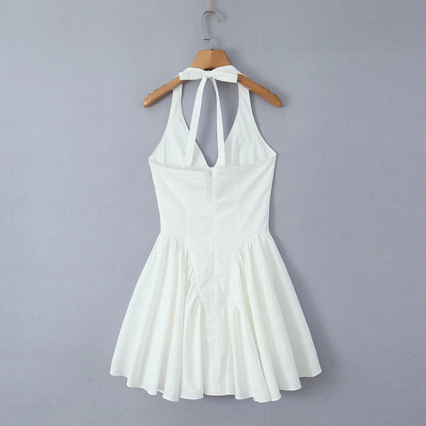 Elegant White Bodycon Dress Backless