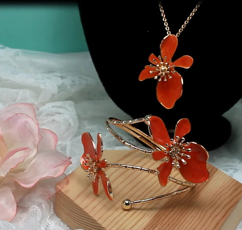 Floral Creative Enamel Jewelry Set