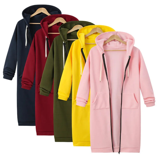 Long Sleeve Mid-Length Sweatshirt Fleece Jacket