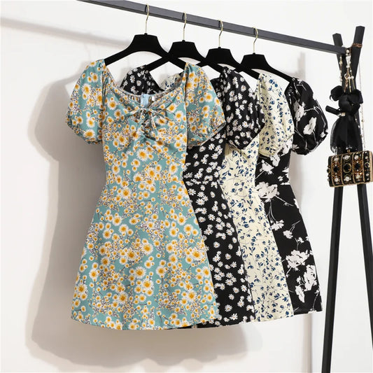 Vestidos Print Floral Chiffon Dresses