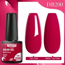 MTSSTII Color Gel bottle with two red nail samples on a pink background