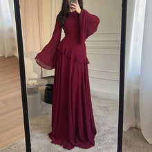 High Neck Solid Ruffles Party Pleated Dresses