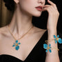 Vintage Floral Enamel Necklace & Bracelet Set – Bohemian Jewellery
