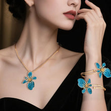 Vintage Floral Enamel Necklace & Bracelet Set – Bohemian Jewellery