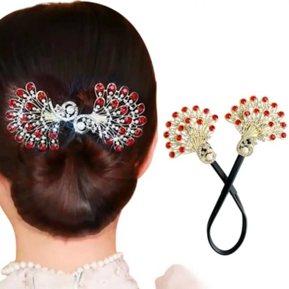 Elegant Peacock Shape Hair Bun Maker Twist Easy Fast Snap Headwear Hair Twister Roll Hair Tool Hairstyle Twist Women