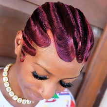Brazilian human hair pixie wig full machine-made construction.