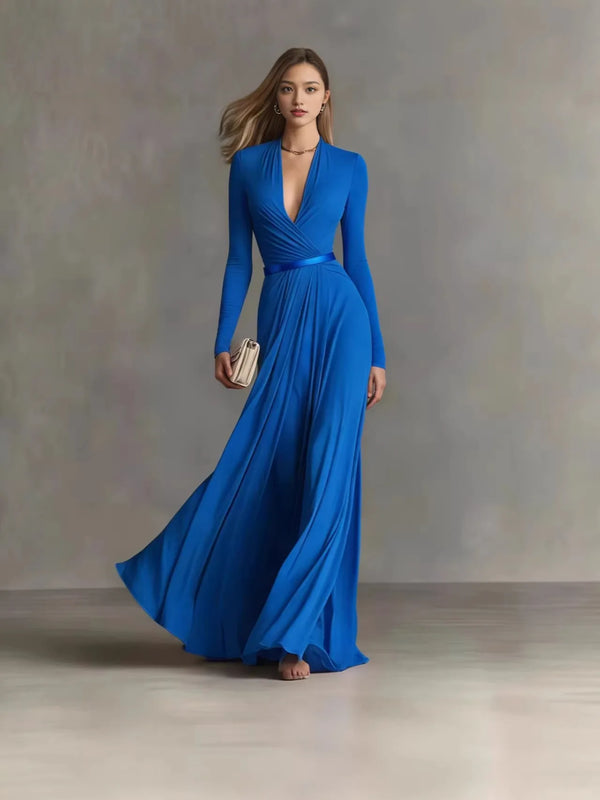 Elegant Sexy Deep V Neck Slim Maxi Dress