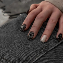 press on nails – 24pcs long square French leopard false nails