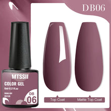 MTSSTII Color Gel bottle with nail samples on a matching background