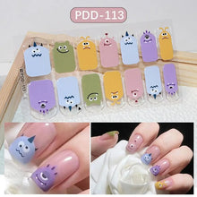 Gel nail stickers 14 strips semi cured floral full cover nail art