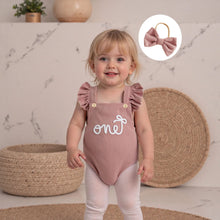Baby Birthday Romper - Ruffle Sleeve Set with Headband